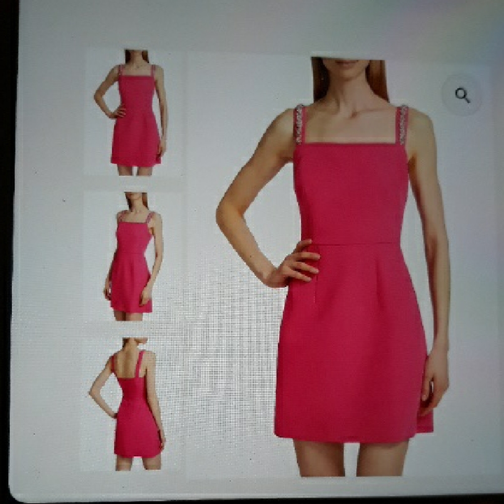 Milly Bright Pink Embellished-Strap Mini Dress